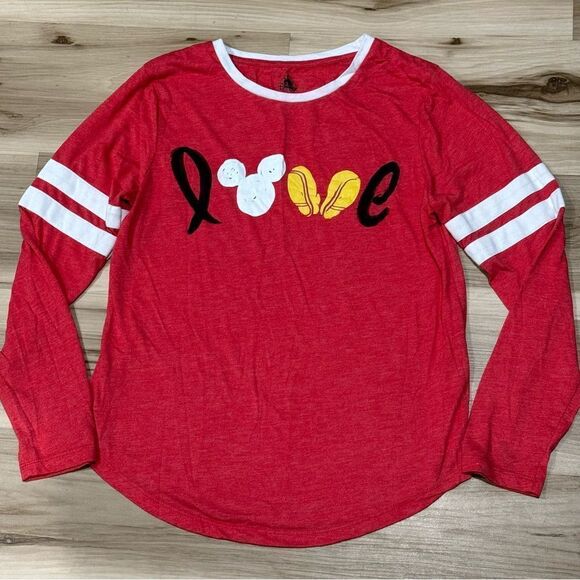 Disney Tops - Disney Love Mickey Graphic Long Sleeve Tee Shirt Women’s Medium